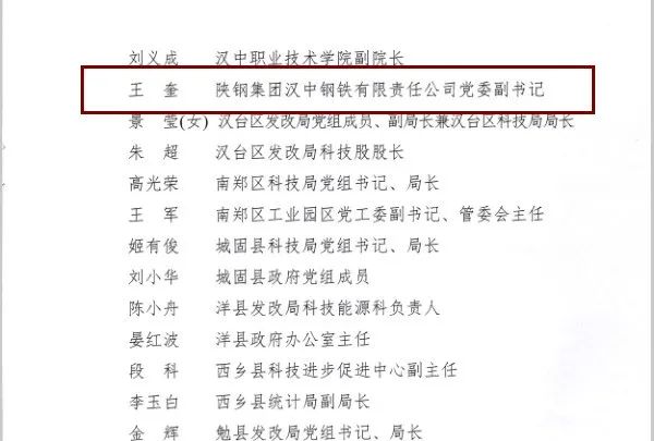 赞！王奎获汉中市科技创新工作先进个人荣誉称号