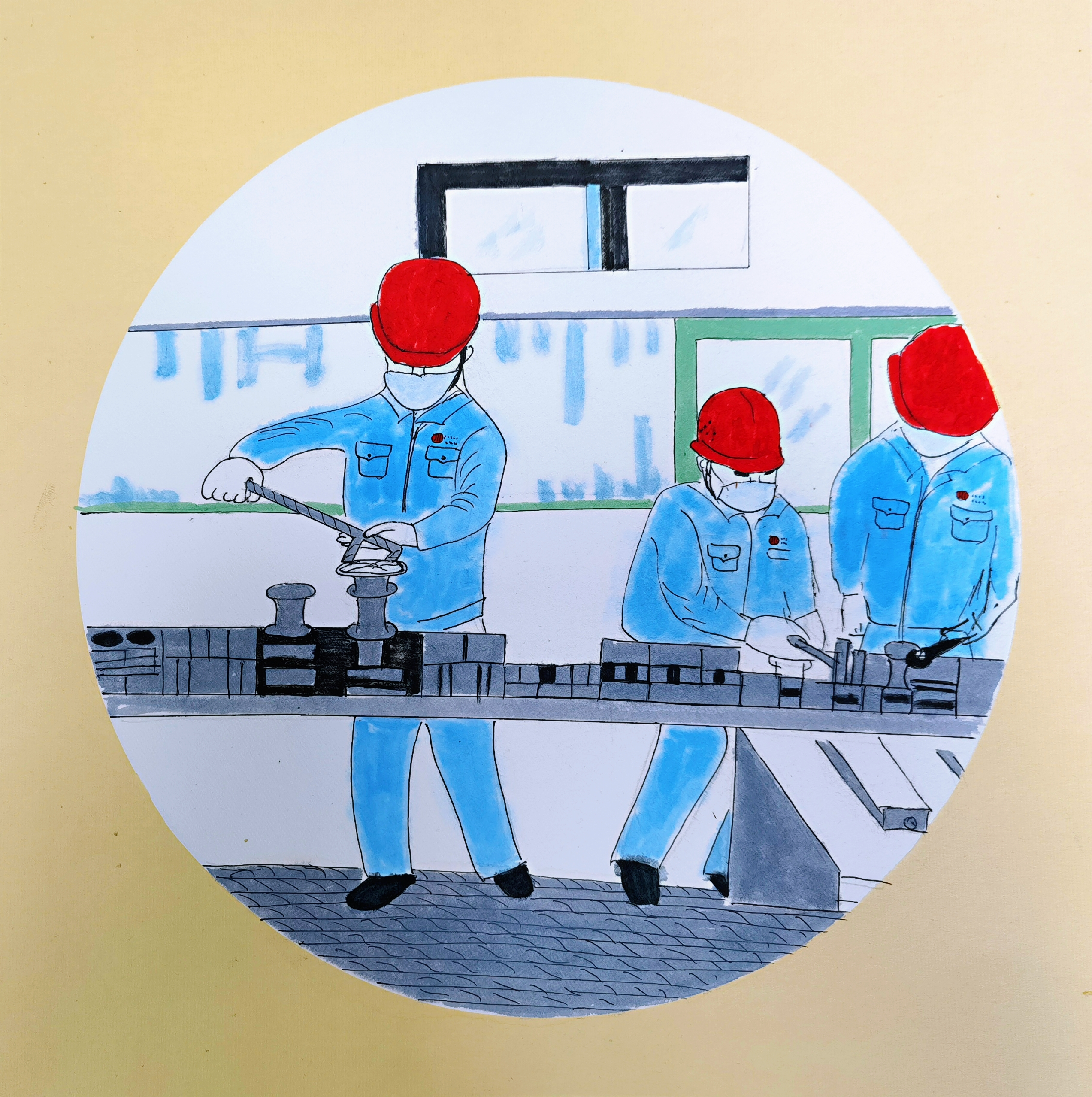 手绘，节日中轧钢人的“三原色”