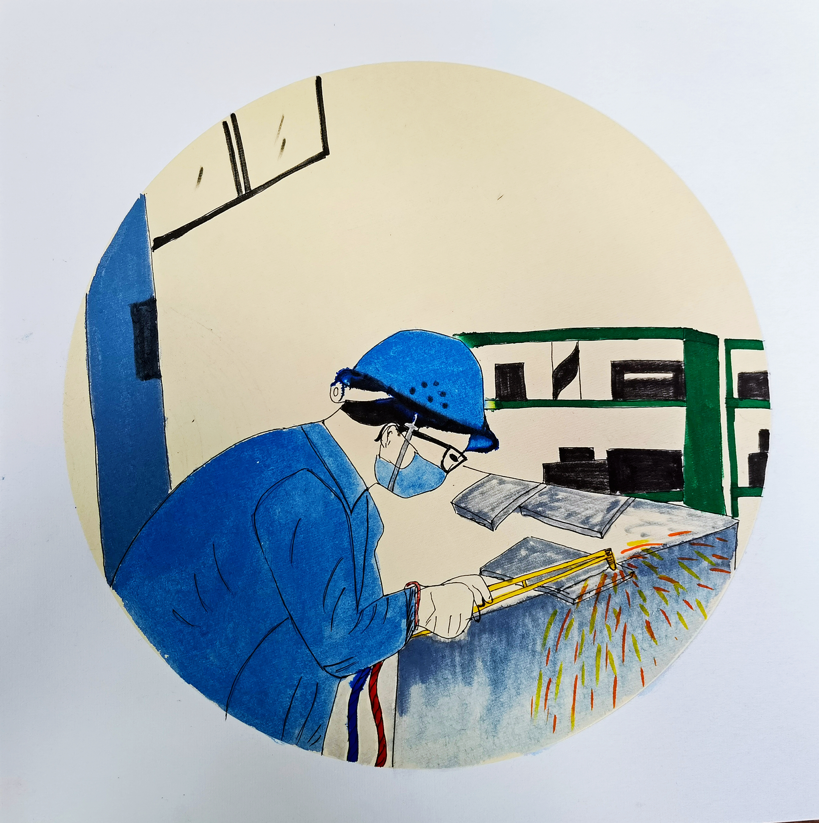 手绘,节日中轧钢人的“三原色” 手绘,节日中轧钢人的“三原色”