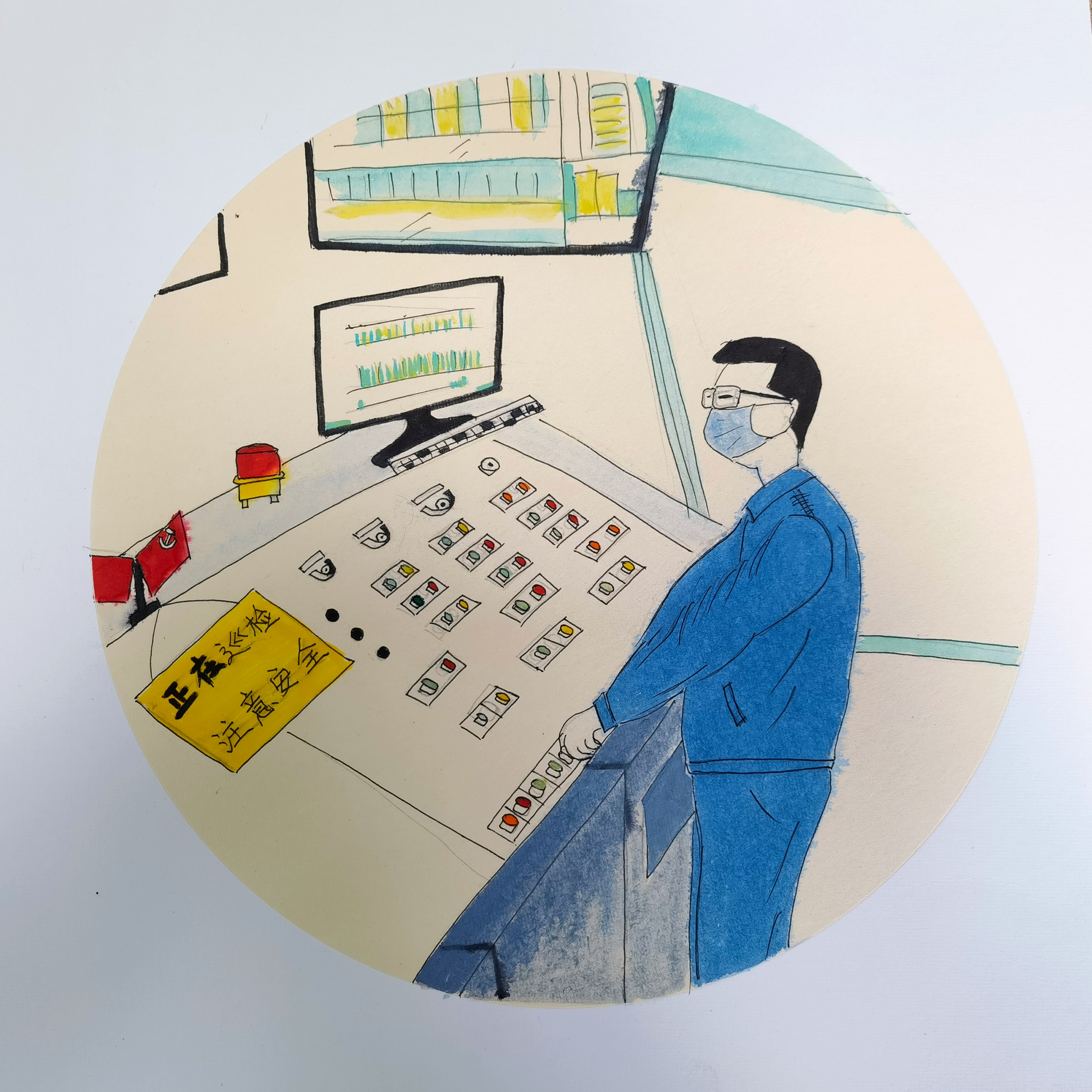 手绘,节日中轧钢人的“三原色” 手绘,节日中轧钢人的“三原色”