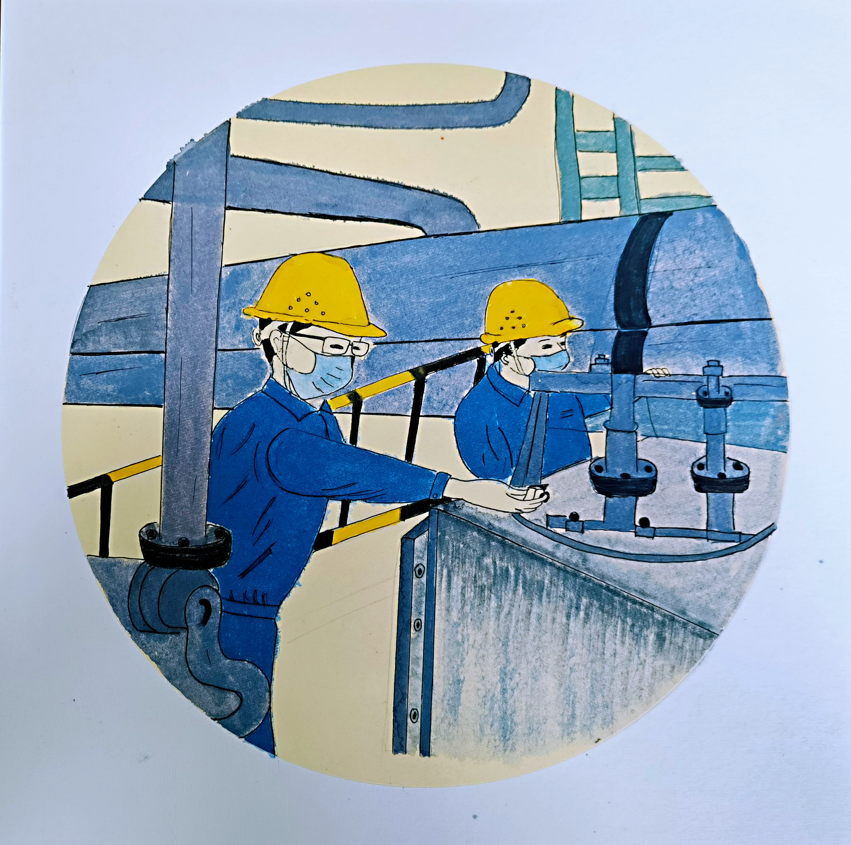 手绘,节日中轧钢人的“三原色” 手绘,节日中轧钢人的“三原色”