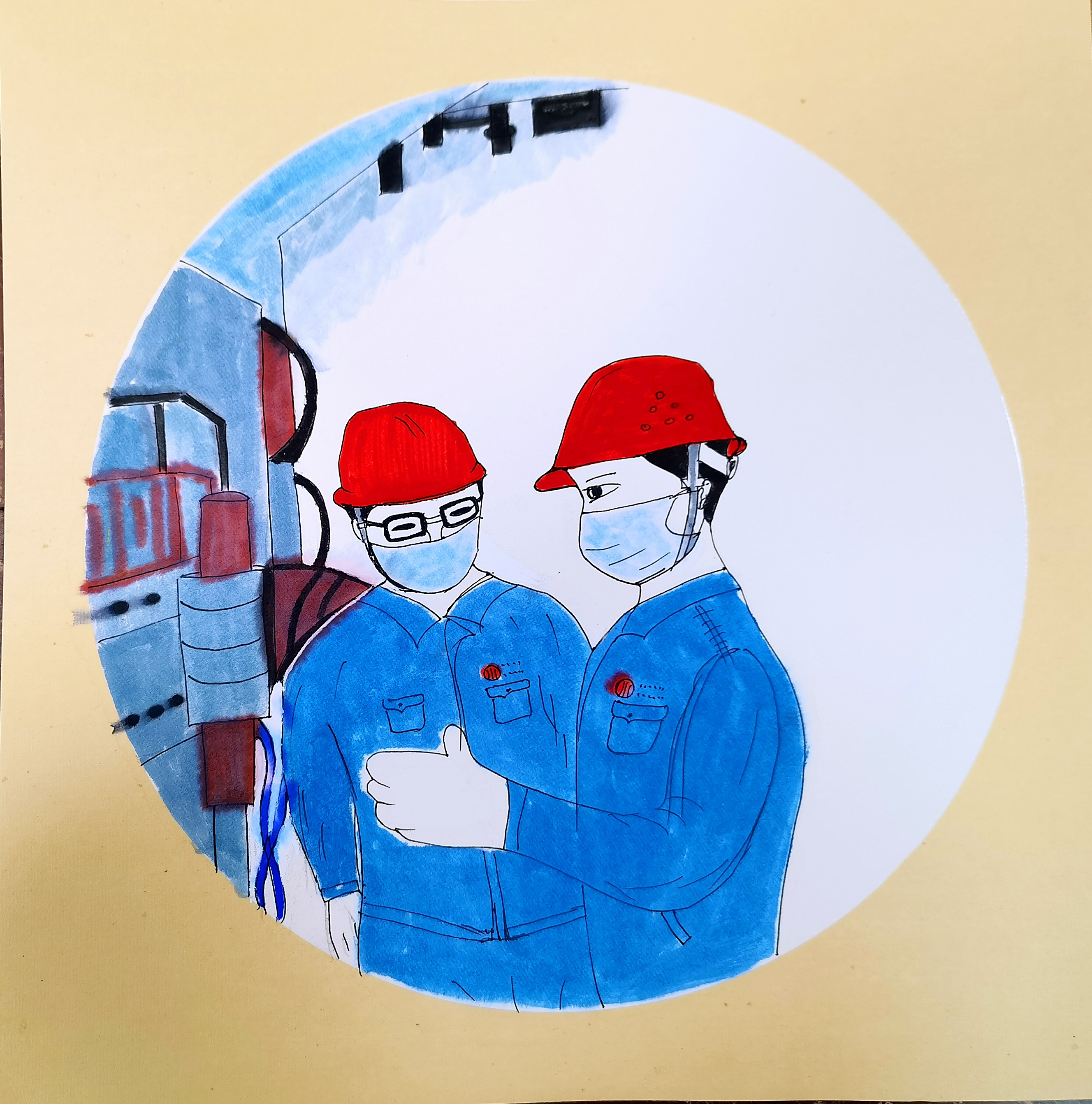 手绘,节日中轧钢人的“三原色” 手绘,节日中轧钢人的“三原色”